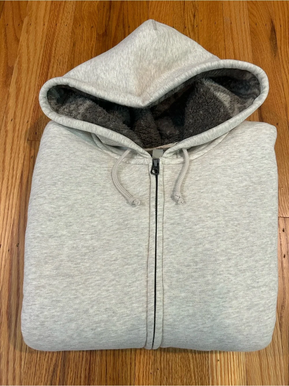 J. Crew Men's Light Gray Sherpa-Lined Zip Hoodie SIZE M